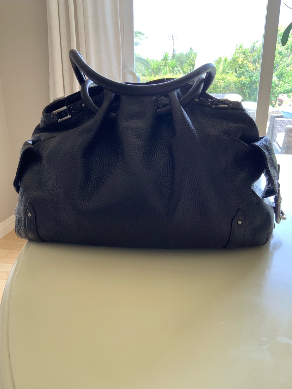 Cole Haan Dark Brown Pebbled Leather Shoulder Bag - Picture 6 of 10